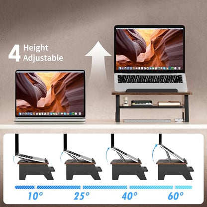 AFOOYO 2-Tier Laptop Stand,Adjustable Riser,Desk Organizer Accessories Ventilated Cooling Ergonomic Computer Holder 10-15.6" Notebook,Desktop Storage Compatible with MacBook,Dell,HP,Lenovo - size: Short