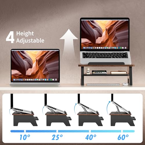AFOOYO 2-Tier Laptop Stand,Adjustable Riser,Desk Organizer Accessories Ventilated Cooling Ergonomic Computer Holder 10-15.6" Notebook,Desktop Storage Compatible with MacBook,Dell,HP,Lenovo - size: Short