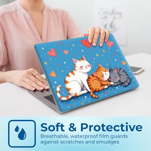 Reusable Universal Laptop Skin Sticker, Cut to Fit for 11.6–15.6 Inch Laptops, Waterproof Protective Film, No-Residue - Cute Cats in Love - color: Cute Cats in Love