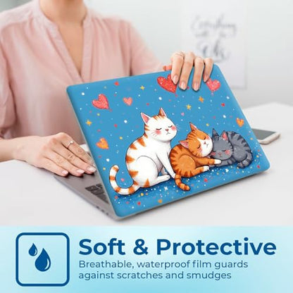 Reusable Universal Laptop Skin Sticker, Cut to Fit for 11.6–15.6 Inch Laptops, Waterproof Protective Film, No-Residue - Cute Cats in Love - color: Cute Cats in Love