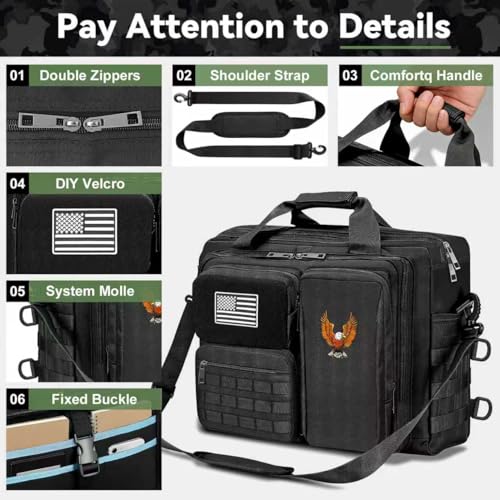 Tactical Laptop Bag for Men, 15.6/18.5 Inch Tactical Messenger Bag, Multipurpose Bag for Travel, Business - size: Medium