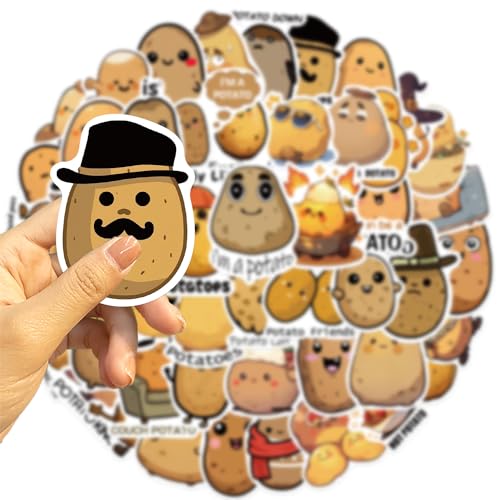 50 Pcs Funny Potato Stickers, Cute Kawaii Potato Character Decals, Waterproof Vinyl Sticker Pack for Laptop, Water Bottle, Journal for Kids & Adults(Potato) - color: Potato