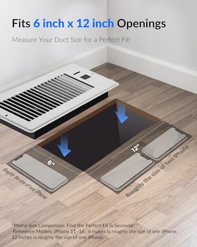 Super Quiet Register Booster Fan for 6" x 12" Register Holes, Smart Register Vent with Dual Intelligent Thermostat and WIFI App Control, Heating Cooling AC Vent Fan (White) - color: White, size: 6" x 12"
