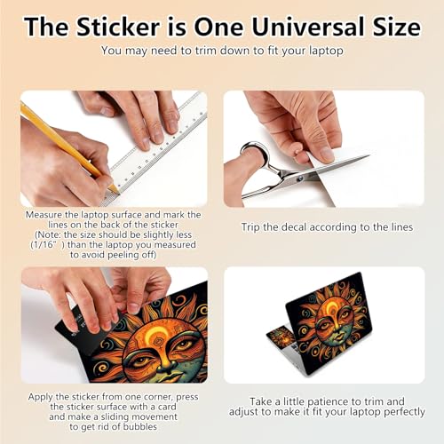Laptop Skin Sticker Decal 15.6 Inch,12 13 13.3 14 15 15.6 in Laptop Netbook Skins for Notebook,Art Decal Removable Waterproof Scratch Resistant,Universal Vinyl Cover,Cute Sun Face - color: Cute Sun Face