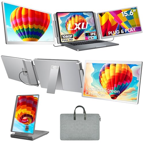 LXU 15.6" Laptop Screen Extender Monitor Portable | FHD 1080P, Triple Extended Monitor, Not compatible with MacOS M1, M2, M3, for 12~17.3" Laptops, Multitasking, Travel