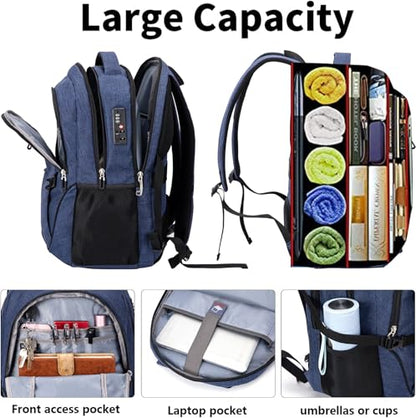 SHRRADOO Travel Laptop Backpack for Men Women, 17 Inch College Computer Bag | Anti Theft Backpack with Combination Lock, Carry On Flight Approved, Fit 17 Inch Laptop, Computer College Bag, Work Daypack - color: Royal Blue
