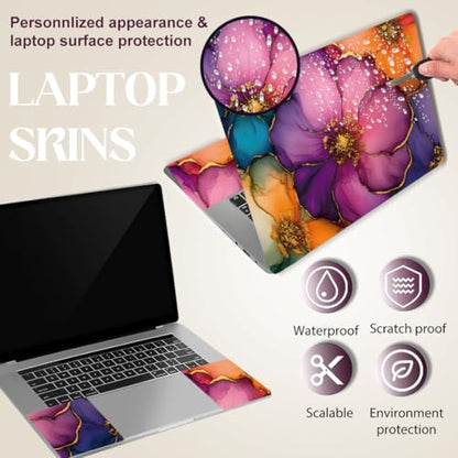 SUPERDANT Gold-Edged Flower Laptop Skin Exquisite Laptop Sticker PVC Computer Stickers Dustproof Waterproof Art Decal Protector 12" 13" 13.3" 14" 15" 15.4" 15.6" Notebook Art Decal Purple Orange - color: Purple +Orange