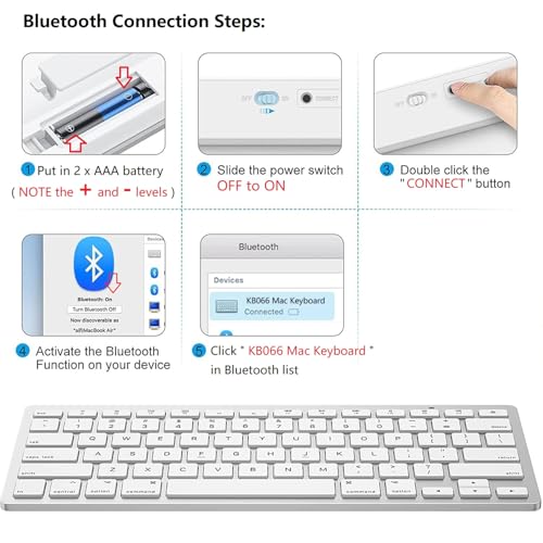 OMOTON Bluetooth Keyboard Compatible with Mac ONLY, Compact Wireless Keyboard Compatible with MacBook Pro/Air, iMac, Mac mini/Pro, Silver - color: Silver
