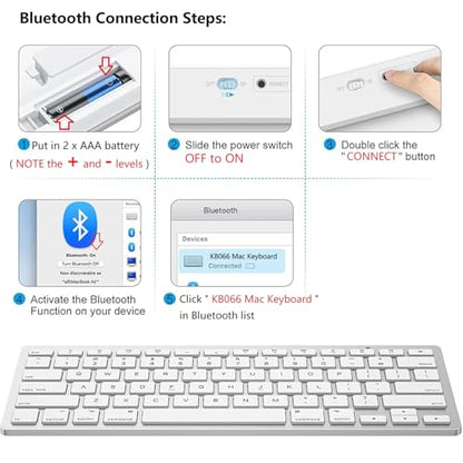 OMOTON Bluetooth Keyboard Compatible with Mac ONLY, Compact Wireless Keyboard Compatible with MacBook Pro/Air, iMac, Mac mini/Pro, Silver - color: Silver