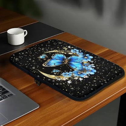 Blue Butterfly Moon 10 Inch Girls Women Laptop Sleeve Bag Computer Cover Zipper Tablet Carrying Case Protective Notebook Sleeves Briefcase Handbag for Travel/Business/School - color: Blue Butterfly Moon, size: 10 Inch