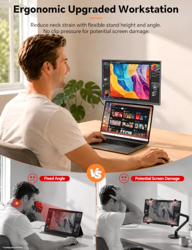 HotYeah Travel Portable Monitor with Stand, w/Magnetic Stand & Speaker | 15.6" 1080P 125% sRGB USB-C HDMI HDR External Display, 2nd Screen for Laptop MacBook Computer Phone Tablet Switch PS5 Xbox - size: 15.6 inch