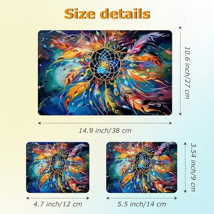Universal Laptop Skin Sticker with 2 Wrist Pad Decals, 3-Piece Removable Vinyl Laptop Cover, Color Dreamcatcher Waterproof Anti-Scratch, Easy-Trim Fit for 13.3" 14" 15.6" Laptops - color: Color Dreamcatcher
