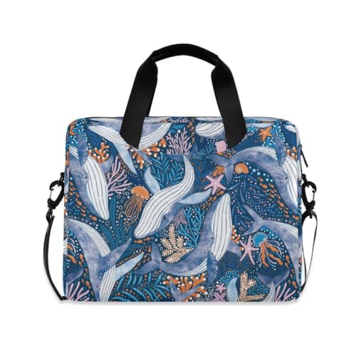 Cute Whale Laptop Case 15.6 in Computer Bag | Waterproof Laptop Briefcase Laptop Bag for Women & Men - color: Cute Whale