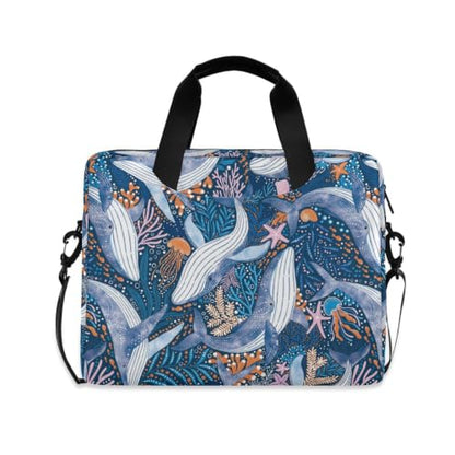 Cute Whale Laptop Case 15.6 in Computer Bag | Waterproof Laptop Briefcase Laptop Bag for Women & Men - color: Cute Whale