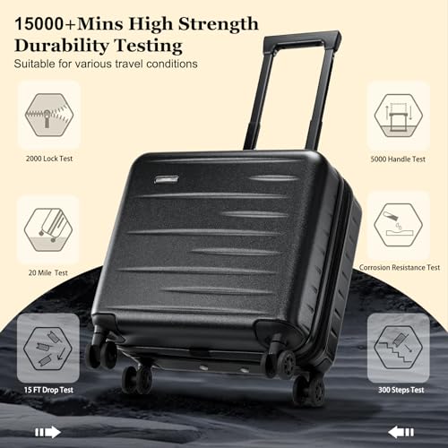 CENSIEN Expandable 16 Inch Carry On Luggage Airline Approved Small Suitcase | Lightweight ABS+PC Hard Shell Suitcases,360° Spinner Wheels,TSA Lock,YKK Zipper,Business Weekender Short Trips,Black - color: Black, size: 16 Inch EXT