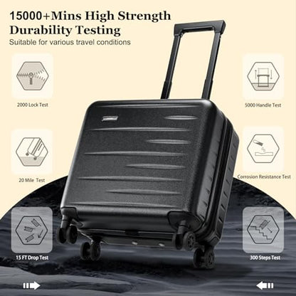 CENSIEN Expandable 16 Inch Carry On Luggage Airline Approved Small Suitcase | Lightweight ABS+PC Hard Shell Suitcases,360° Spinner Wheels,TSA Lock,YKK Zipper,Business Weekender Short Trips,Black - color: Black, size: 16 Inch EXT