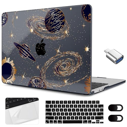 MEEgoodo Case for M5/M4/M3/M2 MacBook Air 15 inch Case 2026 2025 2024 2023, Laptop Shell Fit Model (A3448/A3241/A3114/A2941) for MacBook Air 15.3-inch, Planets & Galaxies - color: Planets & Galaxies