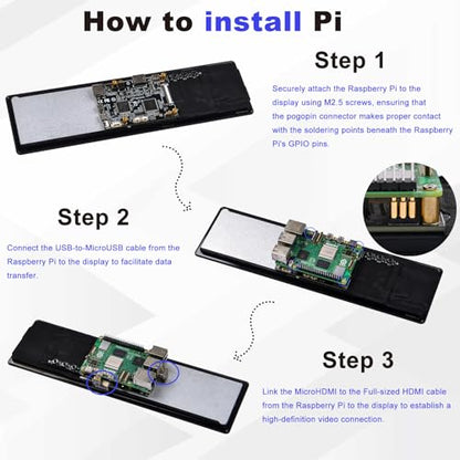 GeeekPi 11.26 inch 1920x440 HDMI LCD Capacitive Touch Screen for Raspberry Pi 5/4B/3B+/3B