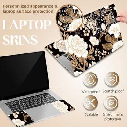SUPERDANT Laptop Skin Sticker Flower Laptop Decals Personalized Universal Notebook Computer Wrap Vinyl Skin Stickers Cover Art Decal Removable 12-15.6 Inch Waterproof Gifts Black White - color: Black+White
