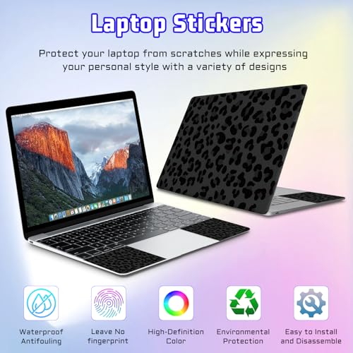 Universal Laptop Skin Sticker Decal, Compatible with MacBook HP Dell Lenovo 12"-15.6", Reusable Vinyl Notebook Cover 3PCS Set, High-Recognition Film-Black Leopard Panther Cheetah Print - color: Black Leopard Panther Cheetah Print