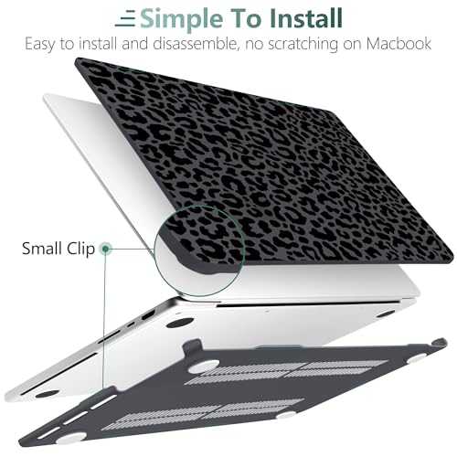 TWOLSKOO Compatible with MacBook Pro 14 inch Case M5 2026 2025-2021 Release M4 M3 M2 M1 Pro/Max Chip, Plastic Hard Shell & Keyboard Cover & USB C to USB Adapter & Screen Film, Black Leopard - color: Black Leopard