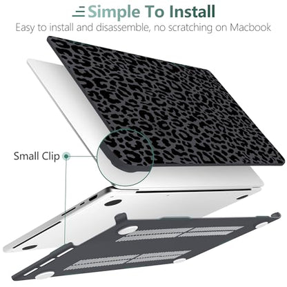 TWOLSKOO Compatible with MacBook Pro 14 inch Case M5 2026 2025-2021 Release M4 M3 M2 M1 Pro/Max Chip, Plastic Hard Shell & Keyboard Cover & USB C to USB Adapter & Screen Film, Black Leopard - color: Black Leopard