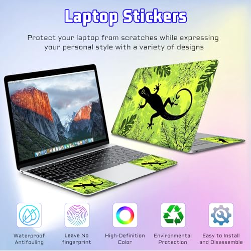 Universal Laptop Skin Sticker Decal, Compatible with MacBook HP Dell Lenovo 12"-15.6", Reusable Vinyl Notebook Cover 3PCS Set, High-Recognition Film-Tropical Gecko Lizard - color: Tropical Gecko Lizard
