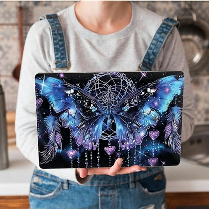 Universal Laptop Skin Sticker with 2 Wrist Pad Skins, Waterproof Scratch Resistant Vinyl Laptop Cover Decal, Cut to Fit for 11–15.6 Inch MacBook HP Dell Lenovo, Heart Butterfly - color: Heart Butterfly