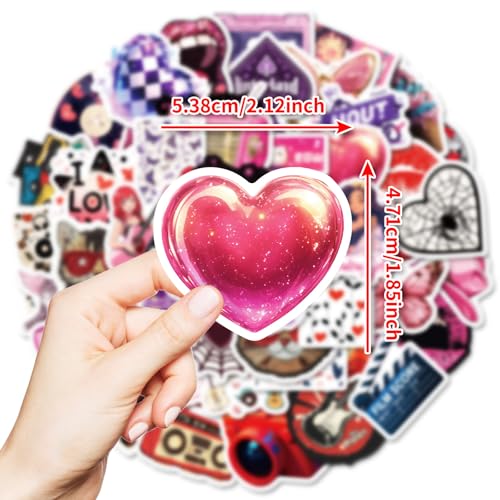 50Pcs Aesthetic Downtown Girls Stickers Pack with Y2K Retro & Funny Designs, Waterproof Vinyl Decals for Water Bottles, Laptops, Skateboards & Party Decor (Teens Adults Women) - style: J-01