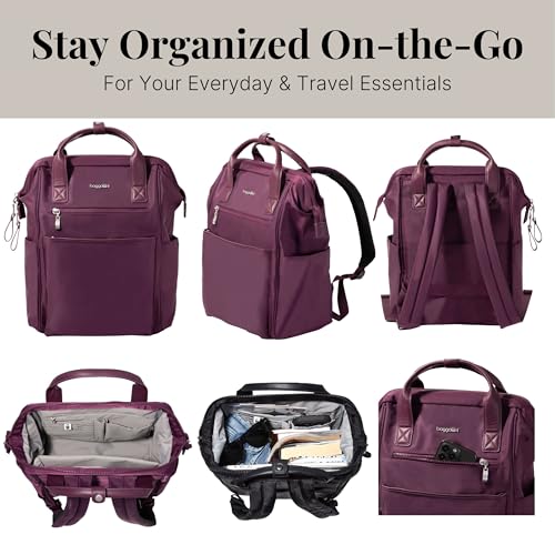 Baggallini Soho Backpack - Travel Laptop Backpack for Women - Lightweight Water-Resistant Luggage Bag, Mulberry - color: Mulberry