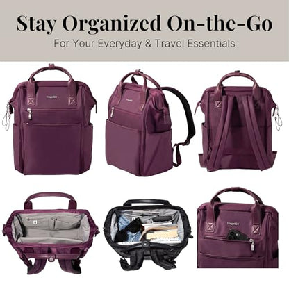 Baggallini Soho Backpack - Travel Laptop Backpack for Women - Lightweight Water-Resistant Luggage Bag, Mulberry - color: Mulberry