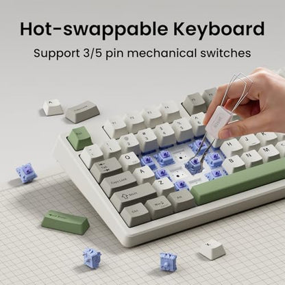 Kisnt KN85 Wireless Mechanical Keyboard, 75% Layout, Bluetooth/2.4GHz/USB-C, Custom RGB Backlit, Hot-Swappable Linear Switch, Creamy Sound for Gaming/Typing (Industrial Gray) - color: Industrial Gray