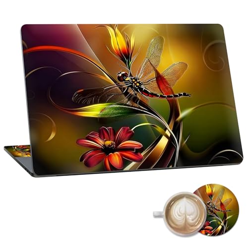 Laptop Skin Sticker Decal 15.6 Inch,12 13 13.3 14 15 15.6 in Laptop Netbook Skins for Notebook,Art Decal Removable Waterproof Scratch Resistant,Universal Vinyl Cover,Art Red Dragonfly - color: Art Red Dragonfly