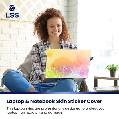 LSS 15 15.6 Inches Laptop Notebook Skin Sticker with 2 Wrist Pads - Reusable Cover Protector Vinyl Sticker Cover Decal Fits 13" - 16" HP Asus Acer Samsung - Pink Heart Pattern - color: Abstract Flower Art, size: 13" - 16"