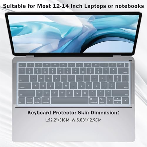 EKIND 2 Sheets Universal Waterproof and Dustproof Keyboard Cover for 12-14 Inch Laptops, with Keypad Keyboard Cover Size (L:12.2" x W:5.08"), Ultra Thin Silicone Skin Protector (Blue)