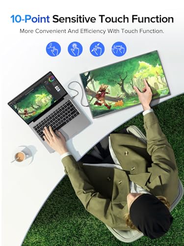 UPERFECT QLED Portable Monitor Touchscreen 24.5'' 165Hz Gaming Monitor 2K 125% sRGB 2000:1, FreeSync 0.1ms, Built-in 180° Adjustable Stand/VESA, USB-C HDMI Second Screen for Laptop PC Game Console - size: 24.5"