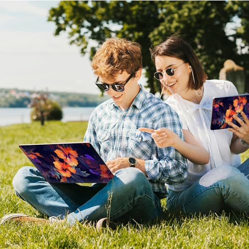 Universal Laptop Skin Sticker with 2 Wrist Pad Skins, Waterproof Scratch Resistant Vinyl Laptop Cover Decal, Cut to Fit for 11–15.6 Inch MacBook HP Dell Lenovo, Hibiscus Flower - color: Hibiscus Flower