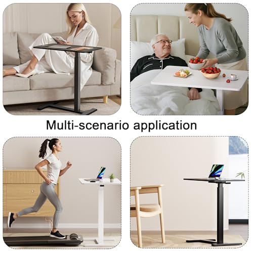 Overbed Bedside Table with Hidden Casters,Adjustable Hospital & Home Use Bed Table, Rolling Laptop Table, Mobile Standing Desk,Black - color: Black