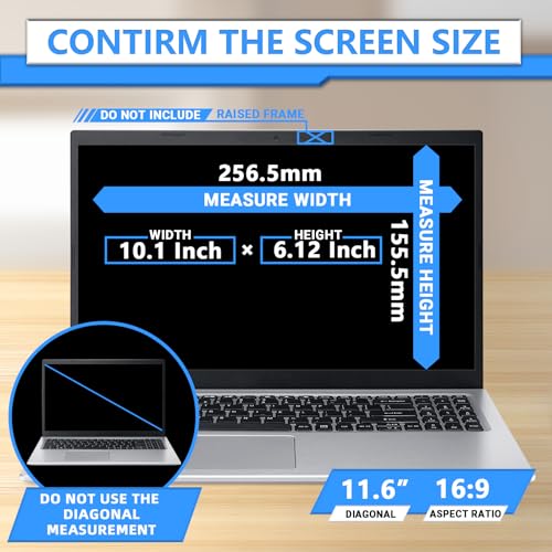 Magnetic Laptop Privacy Screen 11.6 Inch 16:9, Removable Privacy Filter | Compatible with Samsung HP Dell Asus Acer Sony Lenovo LG Thinkpad Toshiba, Anti Spy, Anti Glare, Blue Ray Reduction - size: 11.6 in 16:9 privacy screen