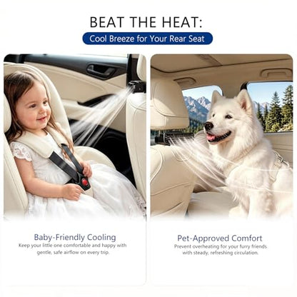 Car Seat Fan for Backseat Portable Fan for Rear Facing Car Seat | Mini Rechargeable USB Baby Fan with 5 Speeds, Quiet Personal Cooling Fan for Kids Toddler Travel