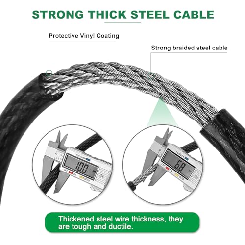 22ft x 3/8" Heavy Duty Cut-Proof Security Cable, Kayaking & Outdoor Equipment - size: 22FT