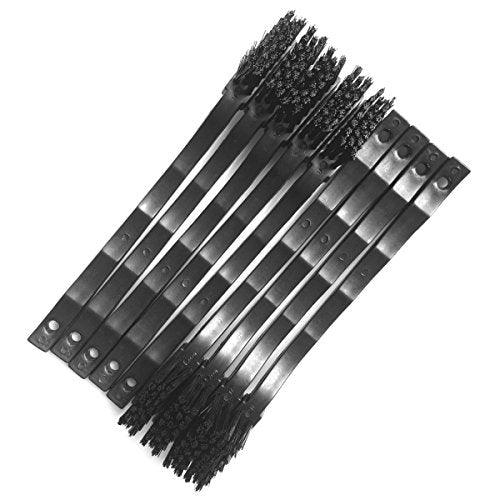 Lantee 10 Pcs Black 3 Row Conductive Fibers Bristles Plastic Handle Durable Anti Static ESD Safe Brushes for Cleaning PCB Board, Phone, Keyboard, Laptop, Freezer, Floor, Window, BGA Repair Soldering