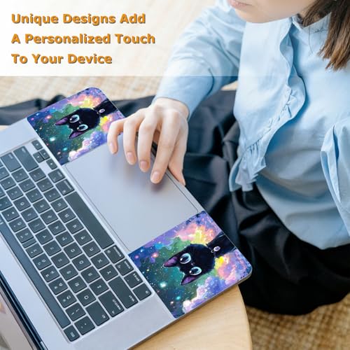 Universal Laptop Skin Sticker with 2 Wrist Pad Decals, 3-Piece Removable Vinyl Laptop Cover, Nebula Cat Waterproof Anti-Scratch, Easy-Trim Fit for 13.3" 14" 15.6" Laptops - color: Nebula Cat