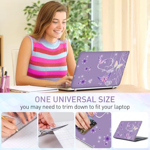 15-15.6 inches Netbook Laptop Skin Sticker Decal Reusable Cover Protector for 11.6 12 13 13.3 14 15 15.4 Notebook Chromebook PC, Scratch-Resistant Waterproof I Purple Butterflies - color: Purple Butterfly