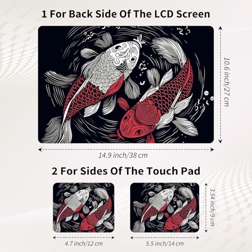 15.6 Inch Laptop Skin Sticker, Reusable Vinyl Cover Protector with 2 Wrist Pad Skins, Removable Waterproof Scratch-Resistant for 12-15.6 Inch Laptop Notebook,Two Koi Fish - color: Two Koi Fish