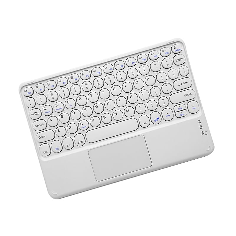 Thanice Wireless Keyboard with Touchpad, Ultra-Slim Portable Rechargeable Bluetooth Keyboard, Ipad & Android Windows Device Compatible (White) - color: white