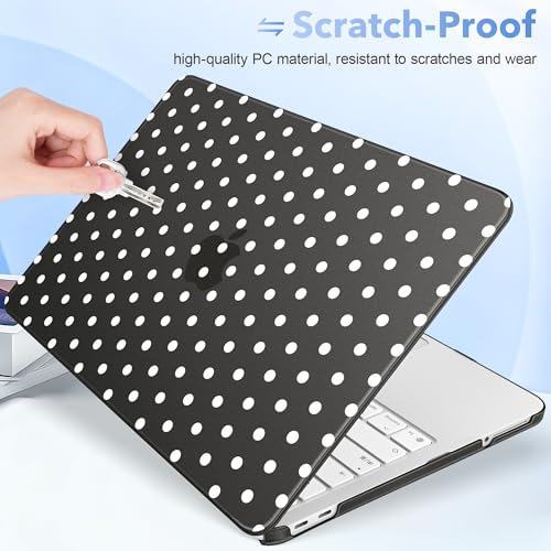 May Chen for MacBook Neo Case 13 inch 2026 | 100% Match Official Color | Pattern Printing, Anti-Crack & Scratch & Fingerprint | Protective Hard Shell Cases Laptop Model A3404, Black - White Polka dot - color: Black - White Polka dot