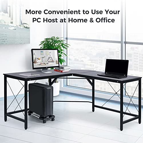 Computer Tower Stand,Hmseng Adjustable Mobile CPU Stand with 4 Rolling Caster Wheels, PC Tower Stand Fits Most PC Under Desk-Black - color: Black