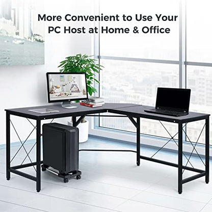 Computer Tower Stand,Hmseng Adjustable Mobile CPU Stand with 4 Rolling Caster Wheels, PC Tower Stand Fits Most PC Under Desk-Black - color: Black