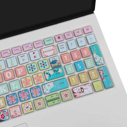 Keyboard Cover for Dell Inspiron 15 3000 5000 7000 3510 3511 3515 3525 3530 3535 5510 5515 5518 7510 15.6", Inspiron 16 7610, Vostro 15 3510 5510 5515, Latitude 3520, Sakura - color: Sakura